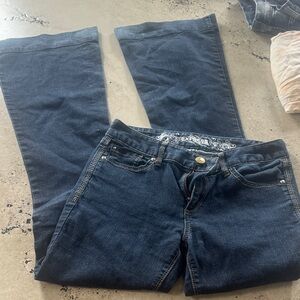 Express Women's Dark Blue Flare Jeans